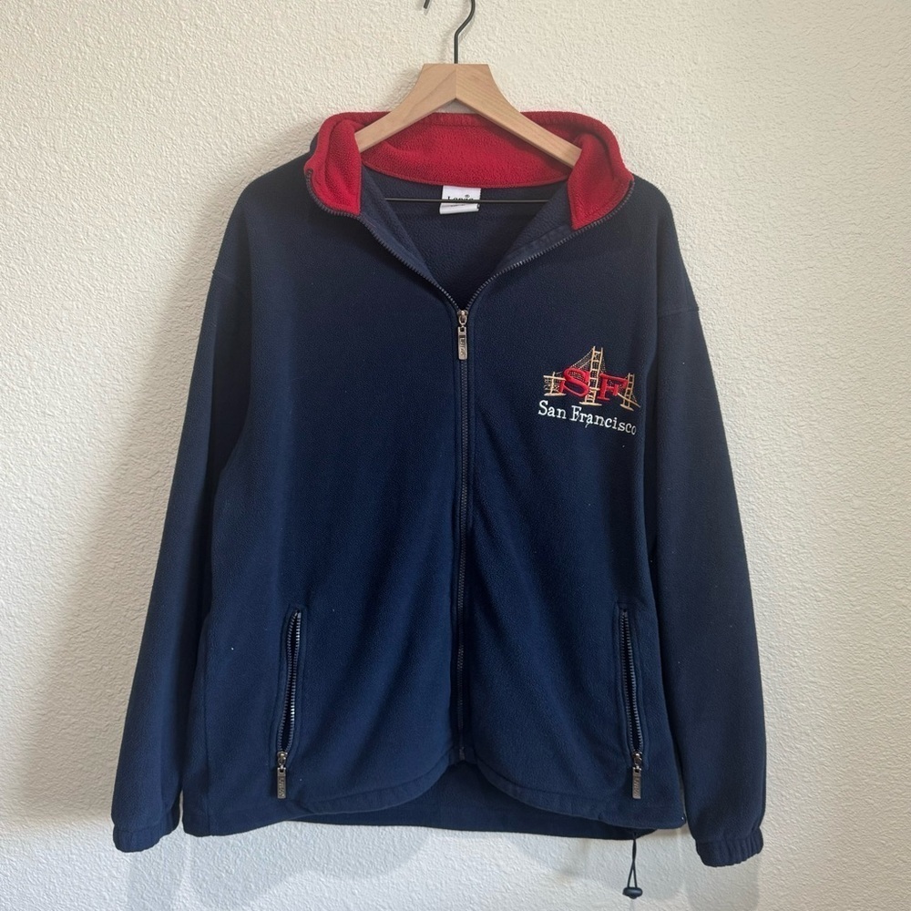 VTG Lanza San Fransico Womens XL Fleece Jacket Destination Zip 90's‎ Oversized